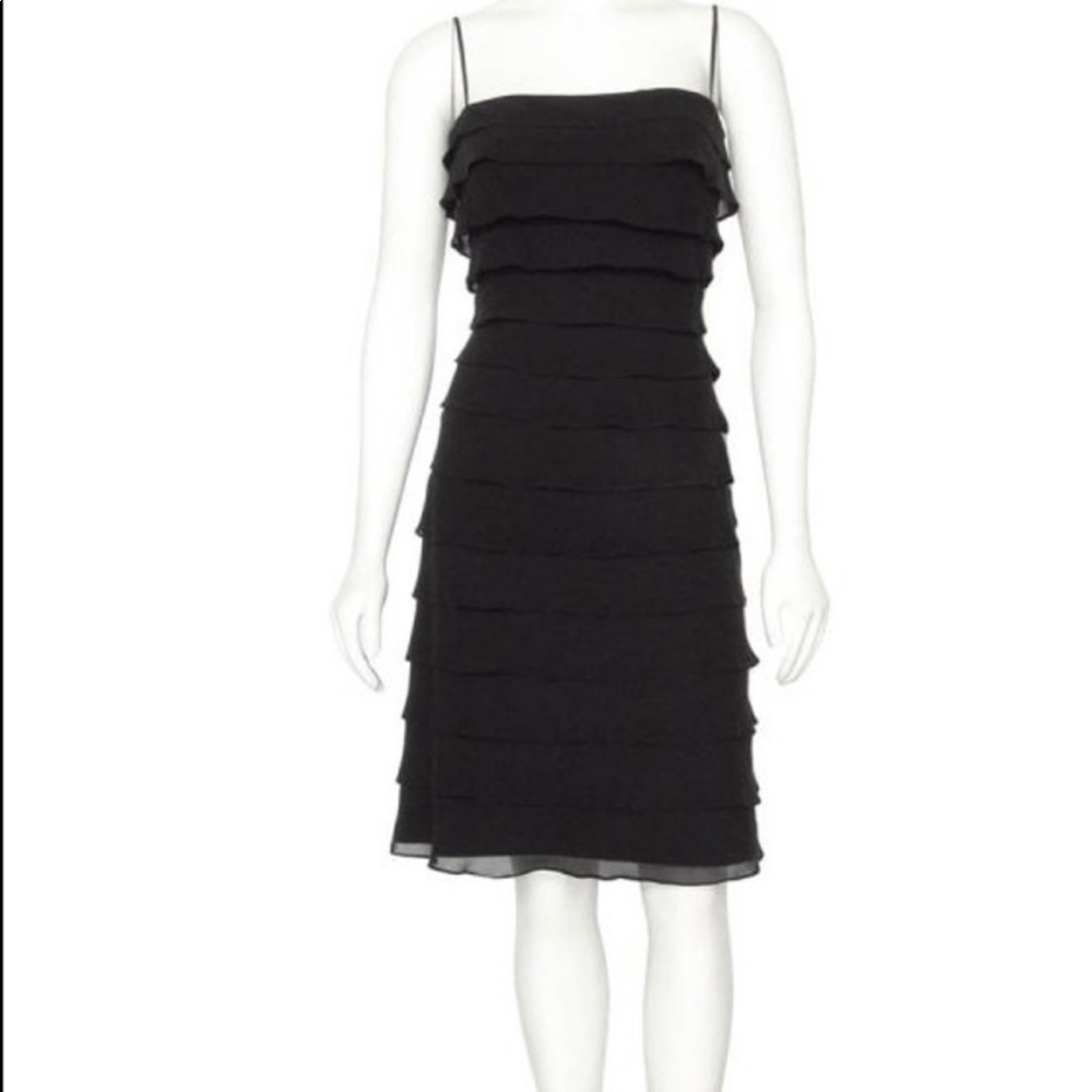Tadashi Collection Black silk tiered Cocktail Dress- size 8